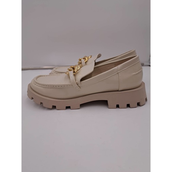 NWOB Dream Pairs Cream Golden Chain Chunky Loafers 10 - Picture 2 of 9